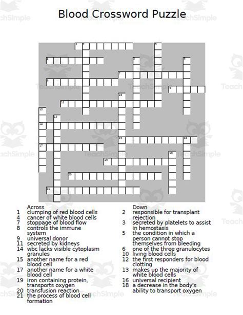 blood channel crossword puzzle.